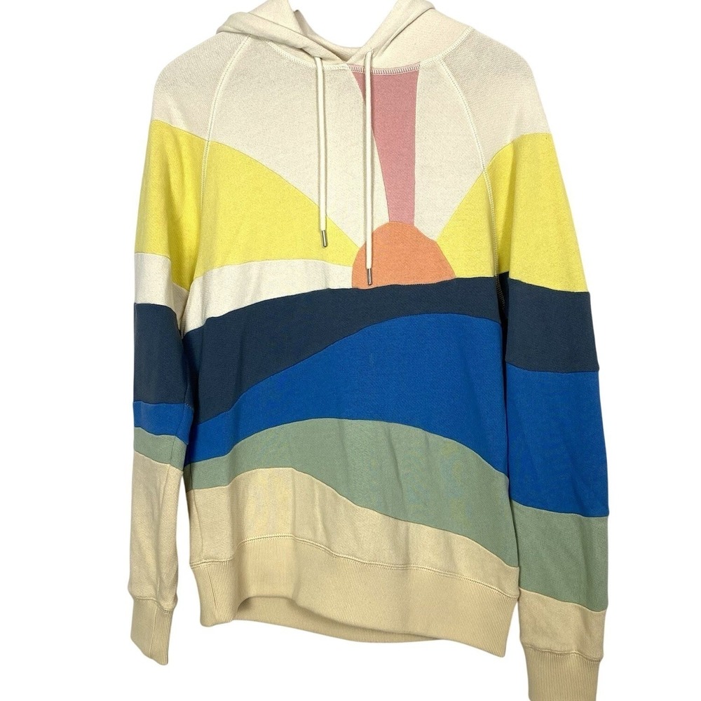 Faherty Hoodie Women Small Sunrise Graphic Pullover 100% Cotton Soleil Coastal